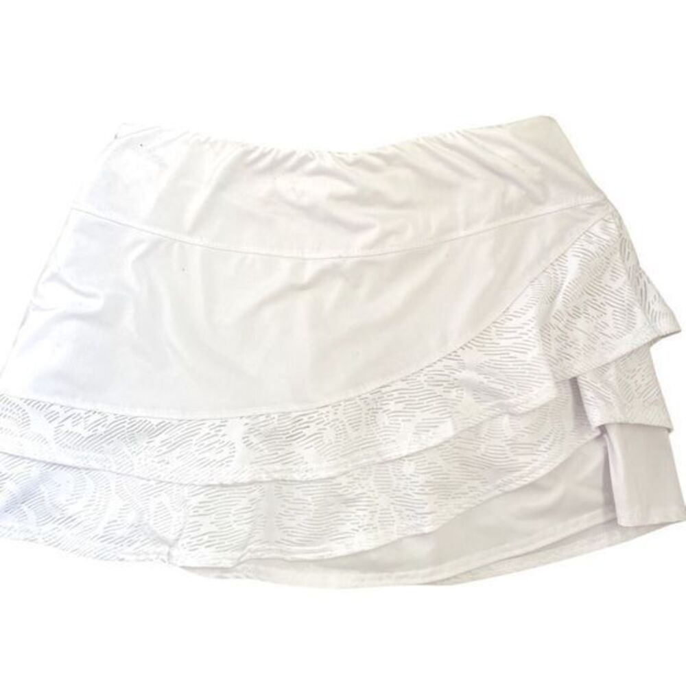 Cross Court Skort - S white , flounced lace , nylon spandex